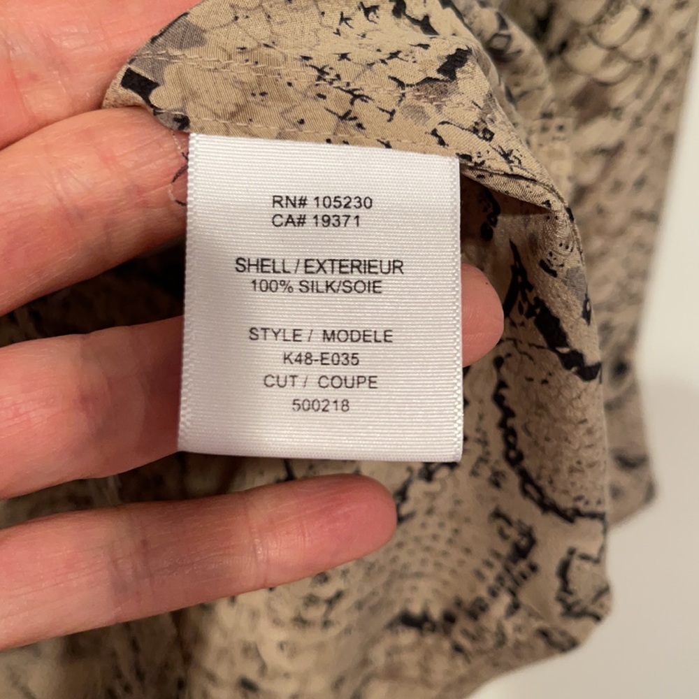 Equipment Python Print Silk Button Down Blouse, S - image 5